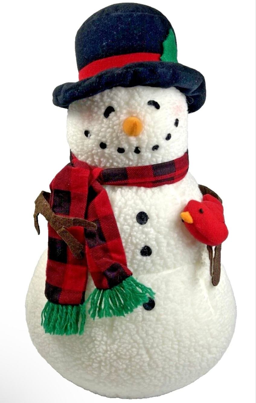 Hallmark HAPPY THE SNOWMAN 14" CHRISTMAS Plush Decor Red Cardinal Bird